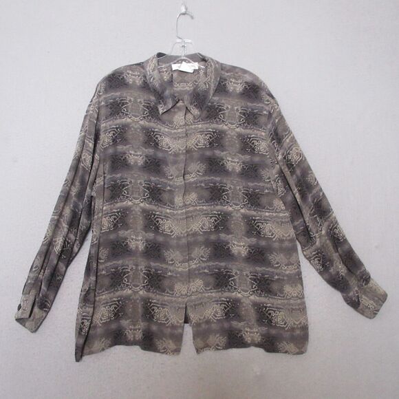 Vintage Jones New York Top Plus 16W Silk Button Loop Collar‎ Timeless Printed - Picture 1 of 10